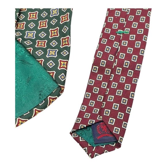 Tommy Hilfiger 1 Pair Vintage Men’s Silk Ties USA Made Imported Fabric Multicolo - Picture 6 of 13